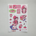 autocollants kawaii personnages dessins animés fruits coeurs notes musicales couleur rose blanc vert bleu
