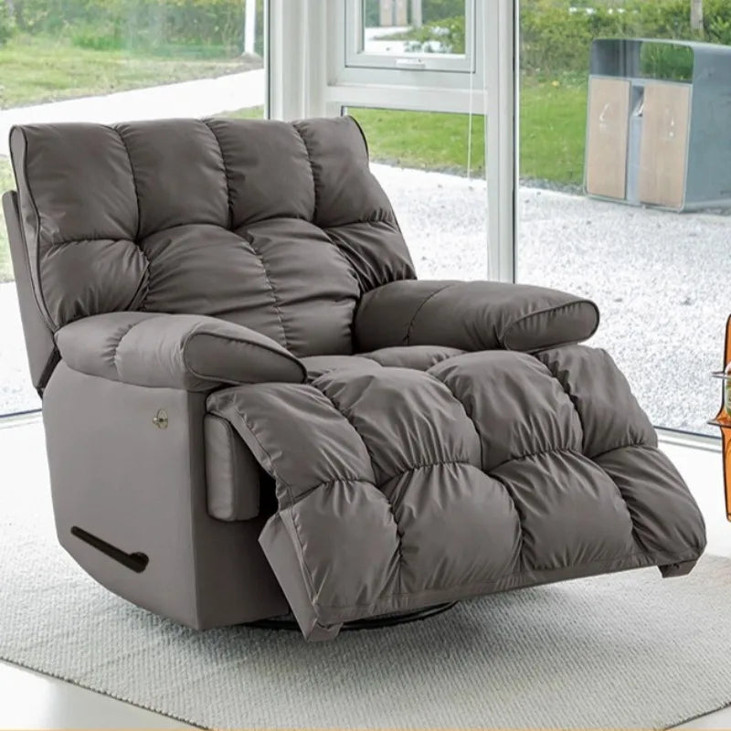 fauteuil relax moderne simili cuir gris orange beige vert ergonomique salon