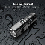 lampe poche led rechargeable 10000 lumens modes variateur rainures texturées lentille