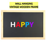 tableau noir vintage mural suspendu tringle bois opaque couleur noir beigeclair matériau