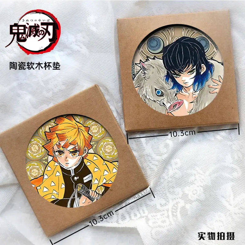 coasters céramique démon slayer multicolores illustrations personnages opaques art illustratif