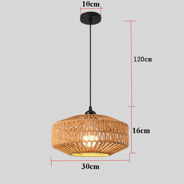 suspension lumineuse tressée rotin moderne salon chambre restaurant lumière E27 crochets câble noir