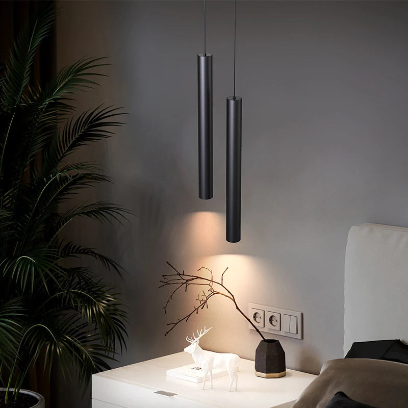 lampe suspendue moderne noir minimaliste pendentif led câble aluminium salle bain chambre salon