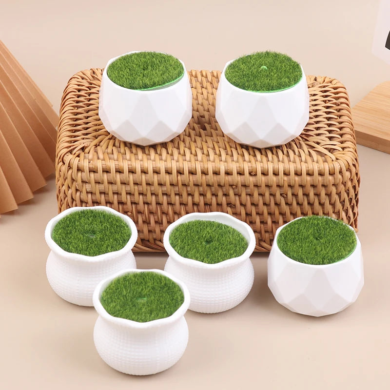 pots plante herbe artificielle minimaliste moderne blanc geometrique decorationintérieurextérieur