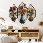 décoration murale moderne fleurs stylisées vases autocollants muriaux multicolores