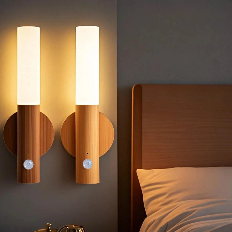 lampe murale led blanc bois moderne interrupteur tactile