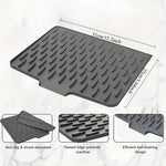 tapis drainage cuisine silicone gris moderne rayures diagonales opaques facile nettoyage drainintégrée gain place