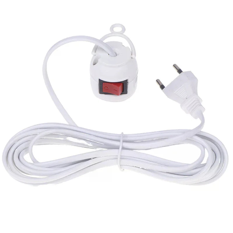 interrupteur blanc moderne câble 4m prise électrique sans fixation rond lisse