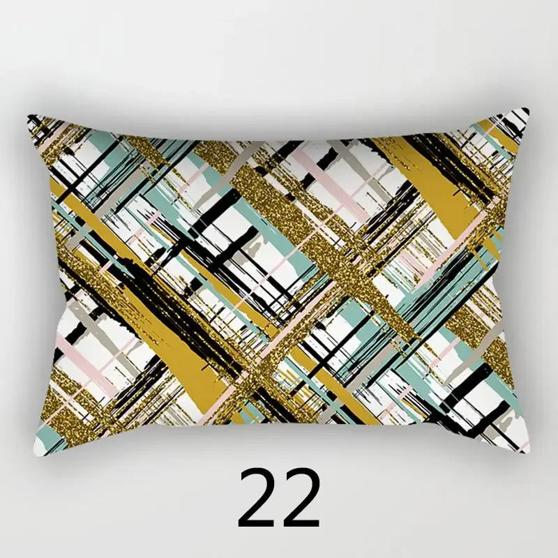 taie d'oreiller rectangulaire 30x50cm housse coussin décoration moderne motif abstrait coton polyester
