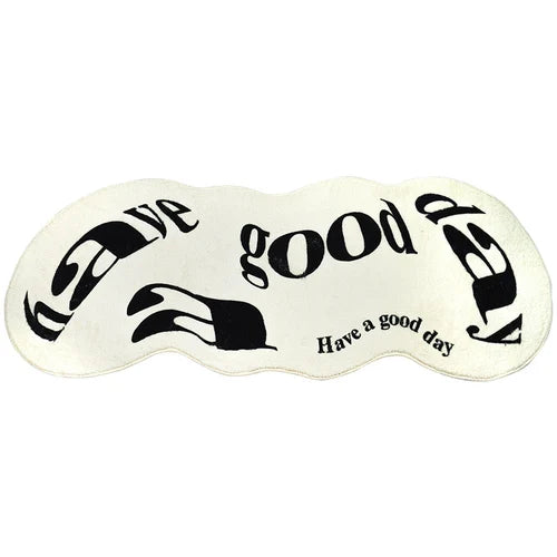 tapis polyester motif tasses have good day blanc noir moderne minimaliste
