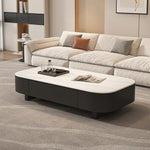 table basse moderne rectangle bois blanc noir tiroirs plateau amovible minimaliste italien