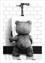 affiche décoration salle bains ours mignon noir blanc impression toile sans cadre dimension 20x30cm