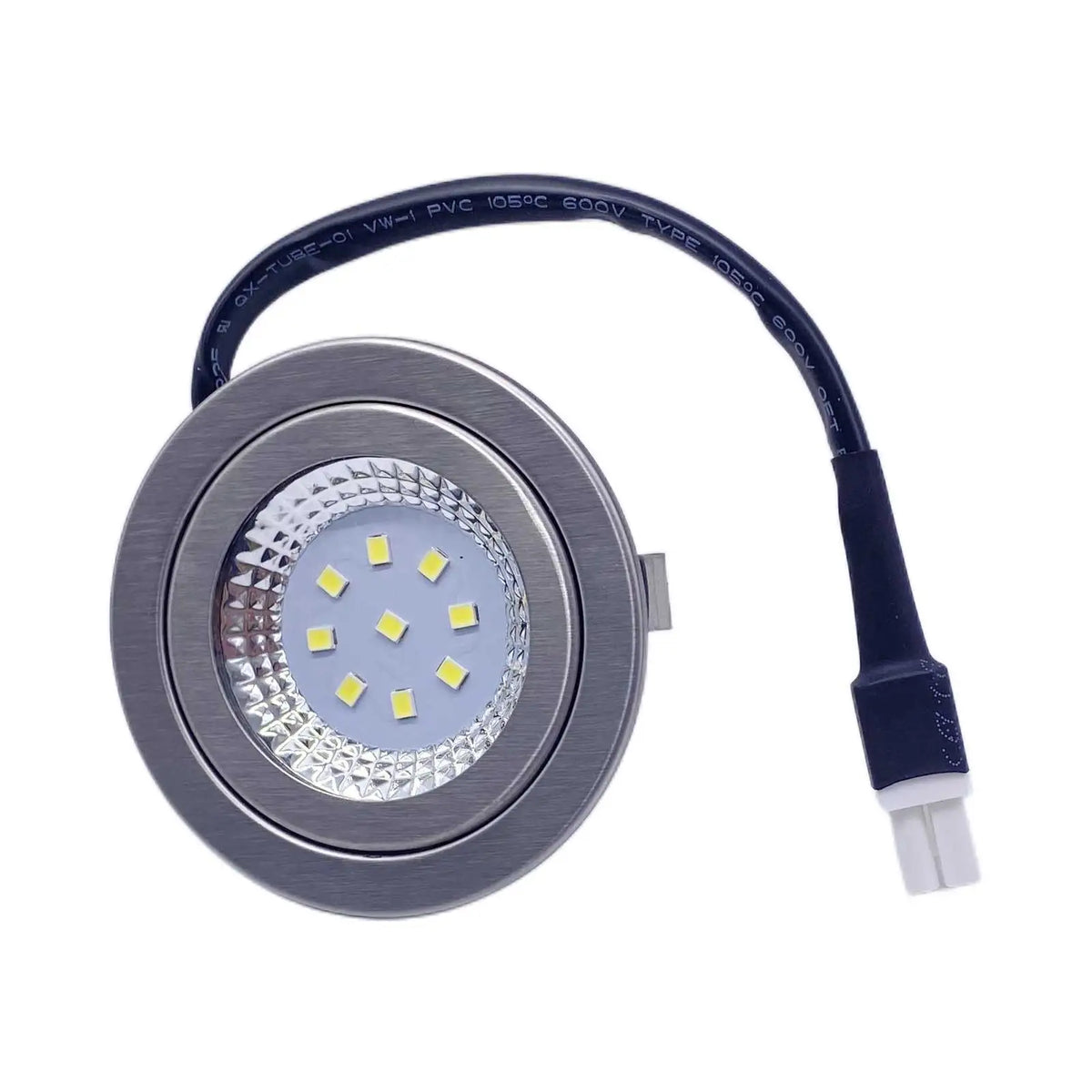 spots led gris métallisé blanc froid 120° angle faisceau moderne vis câble noir connecteur