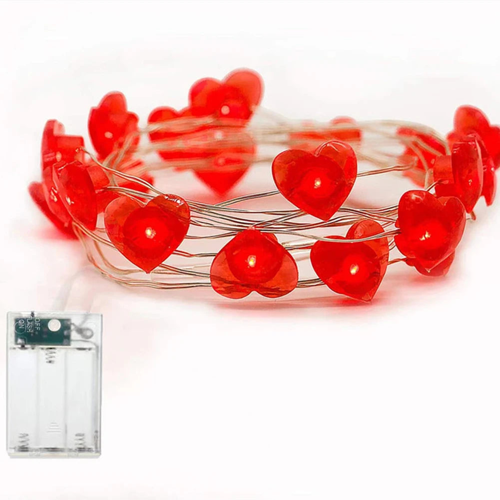 guirlande lumineuse rouge cœur 20 30 led 2m 3m noël romantique féerique chambre moderne