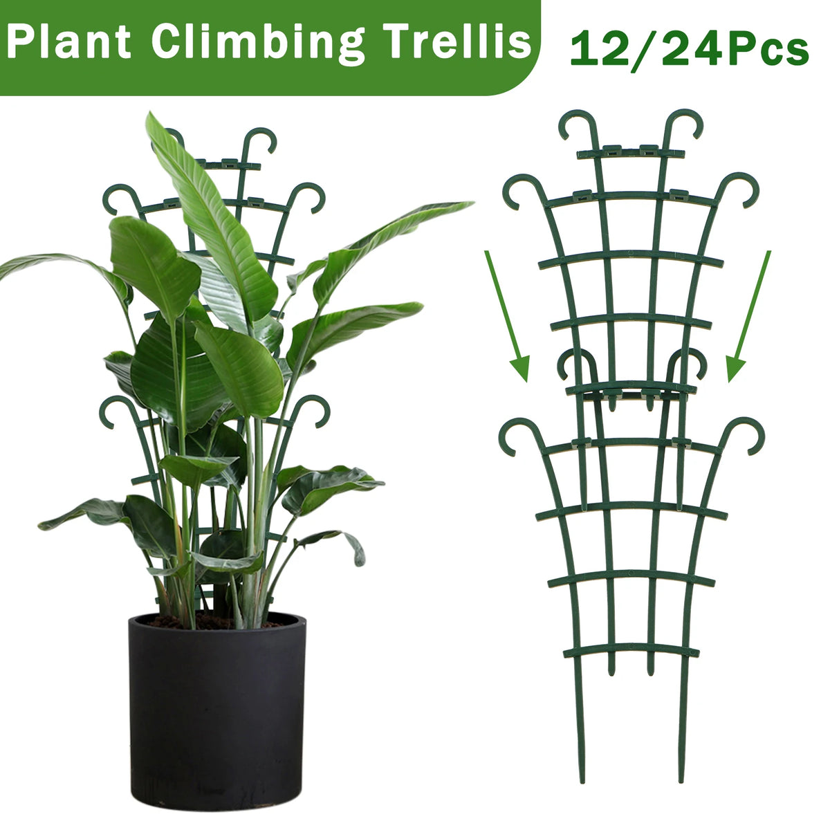 treillis support plantes grimpantes vert foncé structure grille 12 pièces pots fleurs décoration jardin