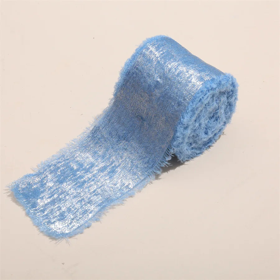 ruban satiné bord effiloché 5mètres polyester largeur 4.5cm couleurs rose rouge gris noir bleu