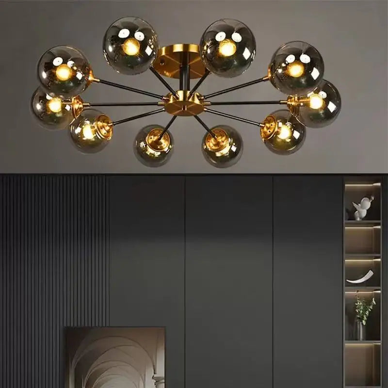 lampe suspension or moderne spheriques transparentes scandinave led chambre salon