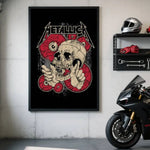 affiche autocollante metallica logo rock graphique cadre noir rouge blanc chambre