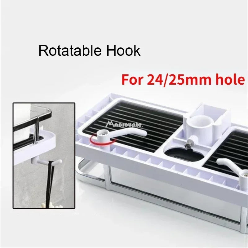 étagère douche moderne rayures horizontales blanc noir clips mural rechargeable minimaliste
