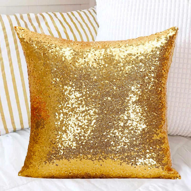 housses coussin paillettes or modernes adhésives polyester 40x40cm decoration maison festive