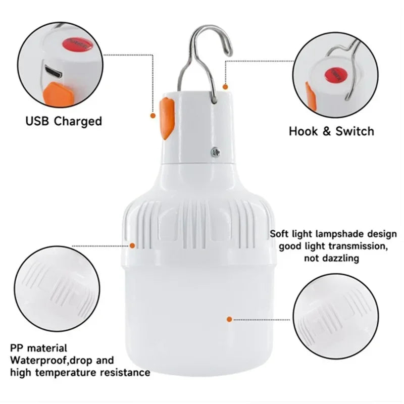 lanterne portable camping led rechargeable usb blanc orange emergency
