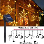 guirlande lumineuse étoiles lunes solaire led blanc doré moderne festif clips extérieur noël ramadan