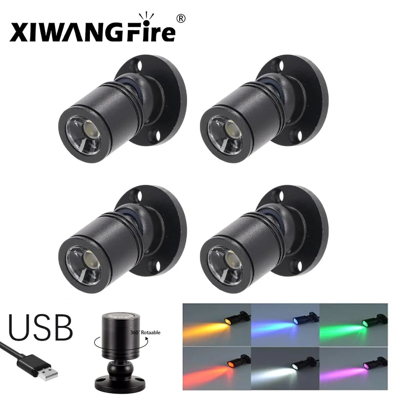projecteur usb led angle rotatif câble usb interrupteur adhésif moderne compact mini spotlights