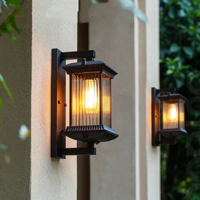 lampe murale classique marron transparente résistante l'eau extérieur autonome 85 265V