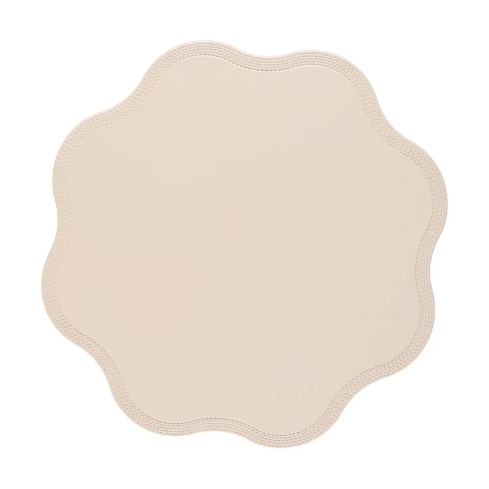 placemat moderne bleu rose gris élégant bords dentelés bord assiette fourchette couteau resistant
