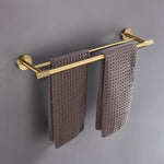 accessoires salle bain ensemble porte serviettes rouleau papier toilette crochet robe finition laiton doré