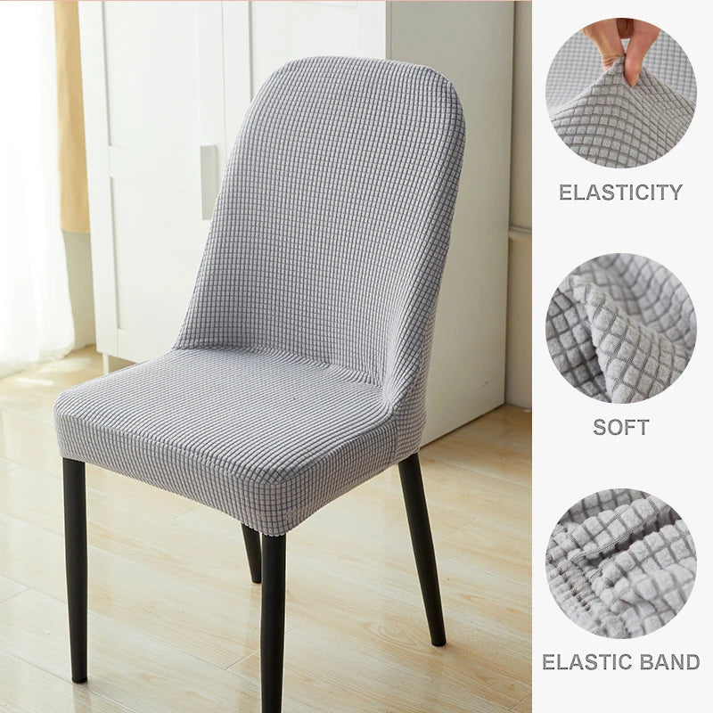 housse chaise extensible jacquard gris moderne fauteuil salle manger banquet