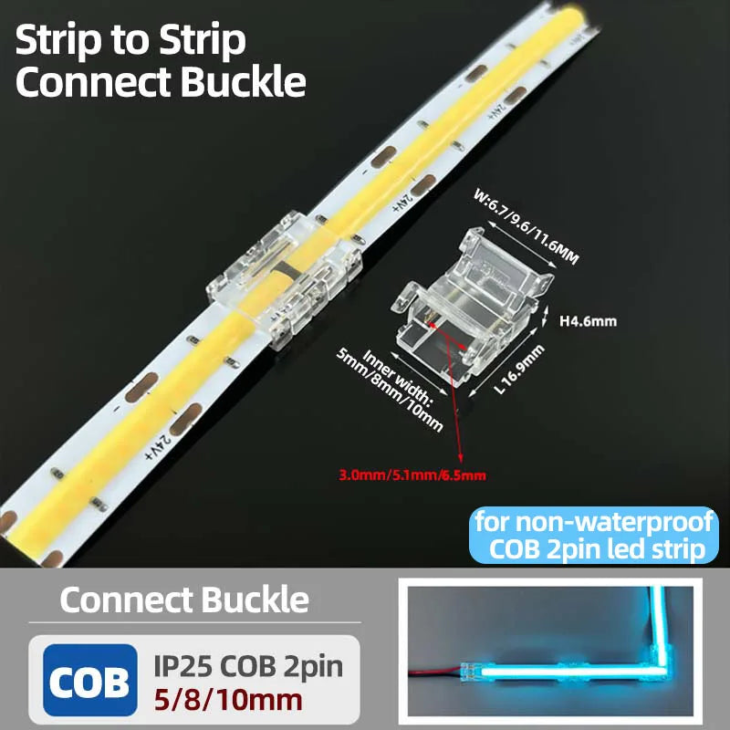 ruban led cob 2pin blanc jaune transparent clips 5mm 8mm 10mm moderne fonctionnel