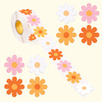 sticker autocollant fleur hippie boho orange rose blanc 500 unités festive decoration mariage anniversaireécoleévénement