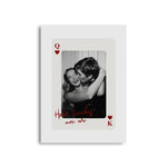 carte jouer personnalisée couple s'embrassant texte heureux cadre noir photo moderne classique