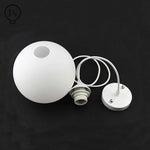 abat jour verre blanc moderne opacité tringle boule lumineuse cable socle e14 e27 10cm