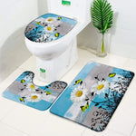ensemble tapis bain salle bain rouge fleurs roses motif moderne coton doux décoratif