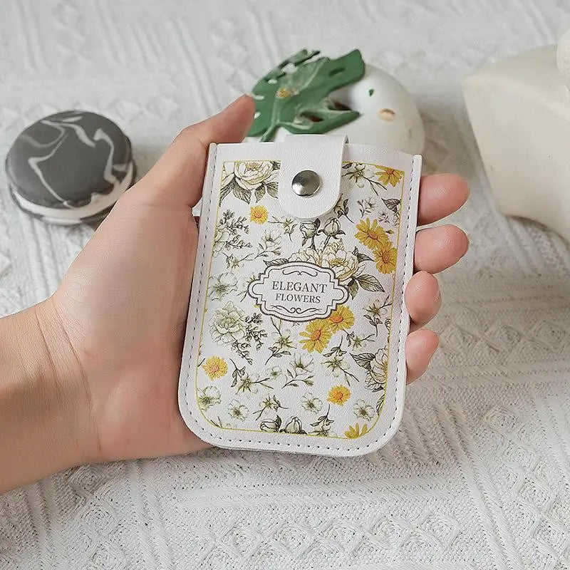 étui smartphone vintage floral blanc vert marron noir