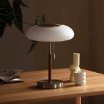lampe table moderne verre blanc plissé interrupteur chambre coucher led doré brun
