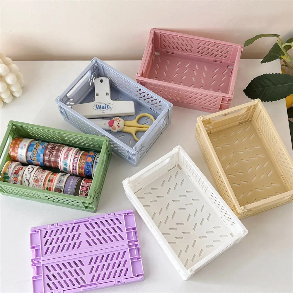 paniers pliables rangement moderne opacité vert clair rose beige gris blanc