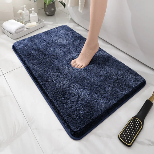 tapis bain peluche épais antidérapant doux moderne salle bain gris rose confortable