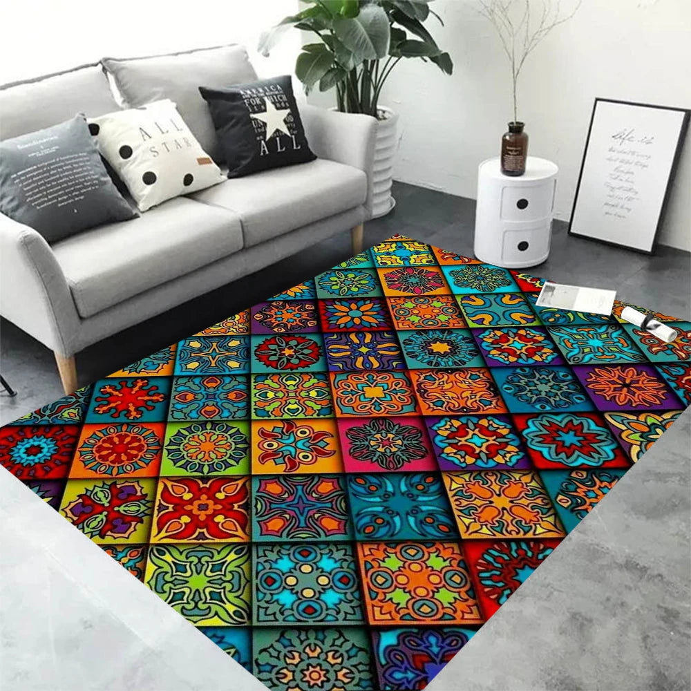 tapis moderne multicolore motifs floraux géométriques salon chambre prièreextérieur commercialisation