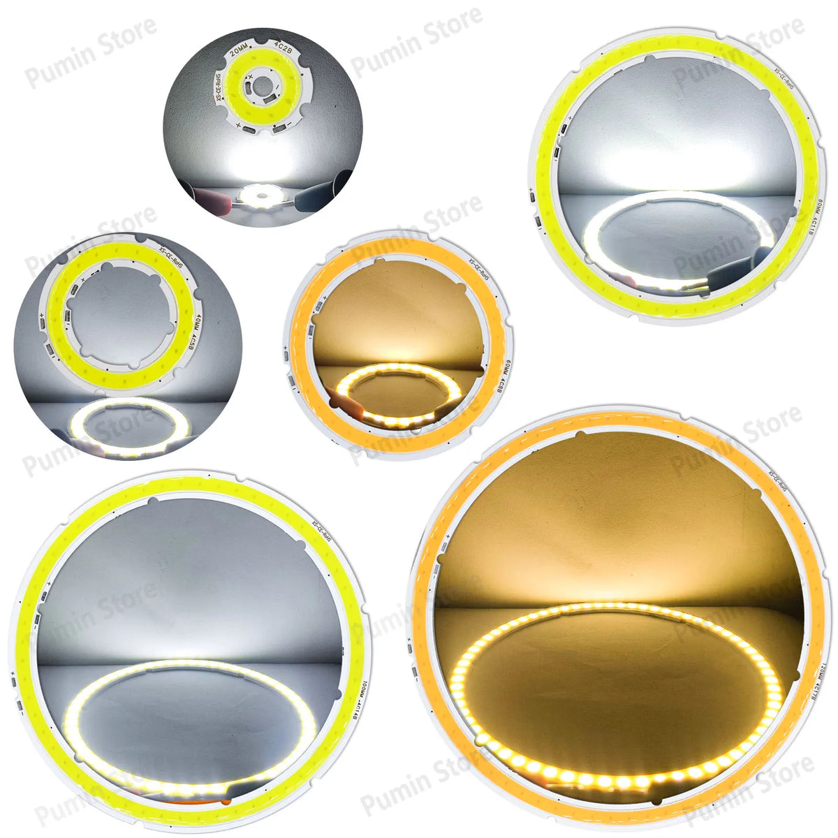 plaque led circulaire concentrique 2w 4w 6w 8w 10w 12w blanc jaune gris moderne