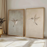 tableau oiseau volant classique toile coton beige gris noir sans cadre impression chambre salon