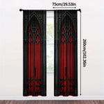 rideaux gothiques deux pièces porte métallique rouge noir tissu polyester extérieure intérieure