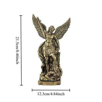 statue saint michaël protection maison résine bronze doré religieux classique decoration autel gift chrétien