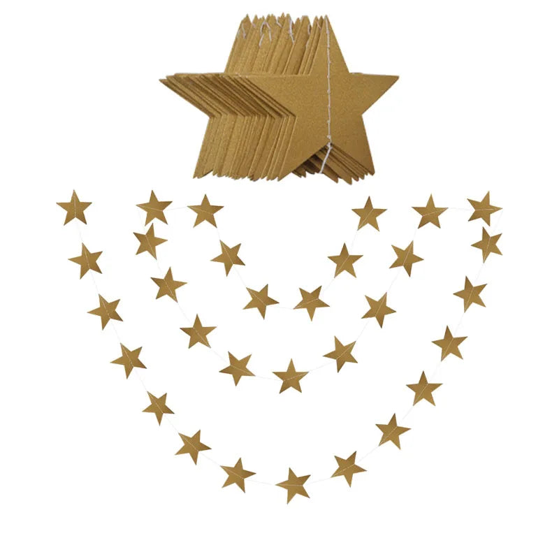guirlande étoiles or argent blanc festives anniversaire noël mariage décoration chambre enfants métalliques brillantes