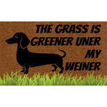 tapis d'entrée caoutchouc imperméable antidérapant silhouette chien humour herbe verte extérieur indoor