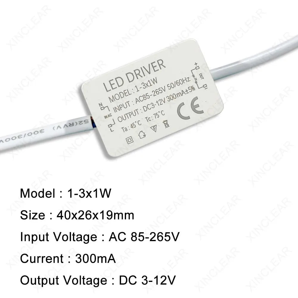 pilote led 300ma 12v 120v 240v blanc rectangulaire industriel certifié ccc fcc rohs