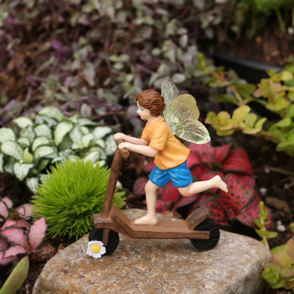 statue miniature fée skateboard ailes fleur extérieur occasion cadeau valentin mariage