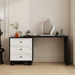 coiffeuse miroir blanc minimaliste moderne commode tiroirs noirs chambre meuble maquillage